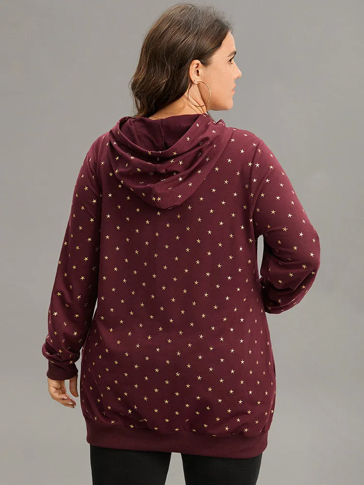 Star Glitter Rib Knit Pearl Beaded Hooded Sweatshirt sold by Bloomchic product image thumbnail 2