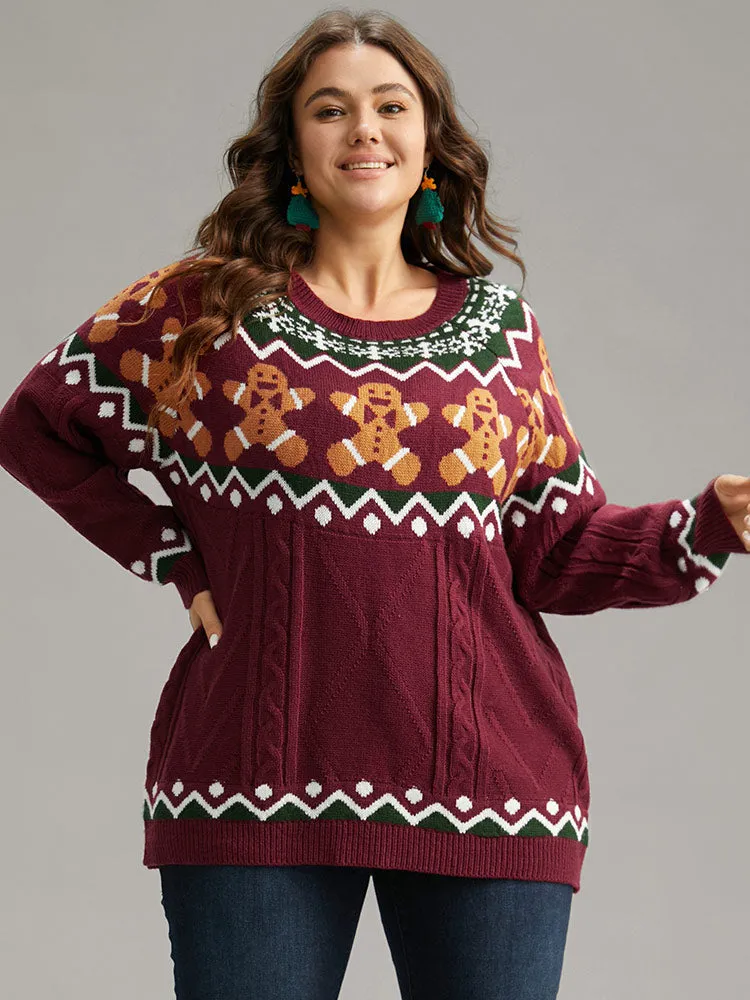 Christmas Gingerbread Man Print Plisse Pullover sold by Bloomchic