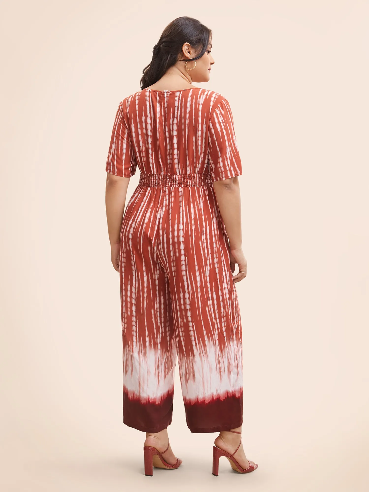 V Neck Gradient Dyeing Shirred Jumpsuit sold by Bloomchic product image thumbnail 4