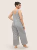 Striped Button Up Pocket Sleep Jumpsuit sold by Bloomchic