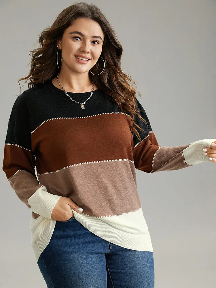 Supersoft Essentials Colorblock Contrast Round Neck Pullover sold by Bloomchic product image thumbnail 3
