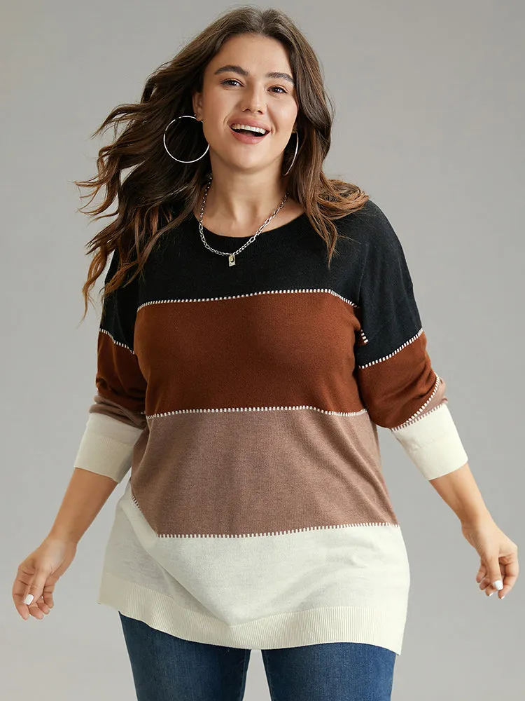 Supersoft Essentials Colorblock Contrast Round Neck Pullover sold by Bloomchic