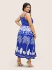 Tropical Print Adjustable Straps Cami Dress sold by Bloomchic