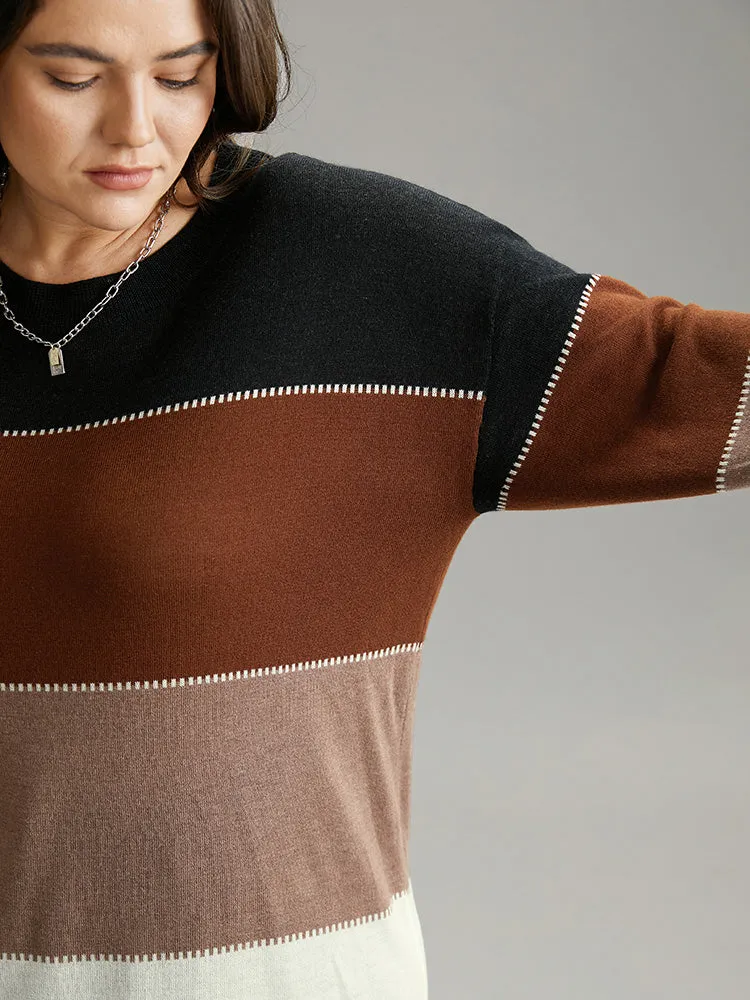 Supersoft Essentials Colorblock Contrast Round Neck Pullover sold by Bloomchic product image thumbnail 5