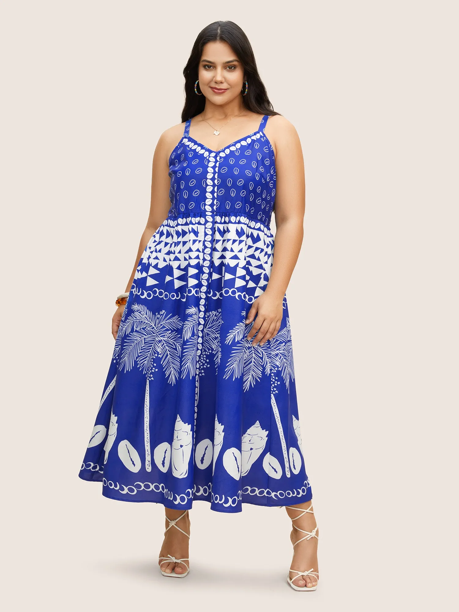 Tropical Print Adjustable Straps Cami Dress sold by Bloomchic product image thumbnail 2