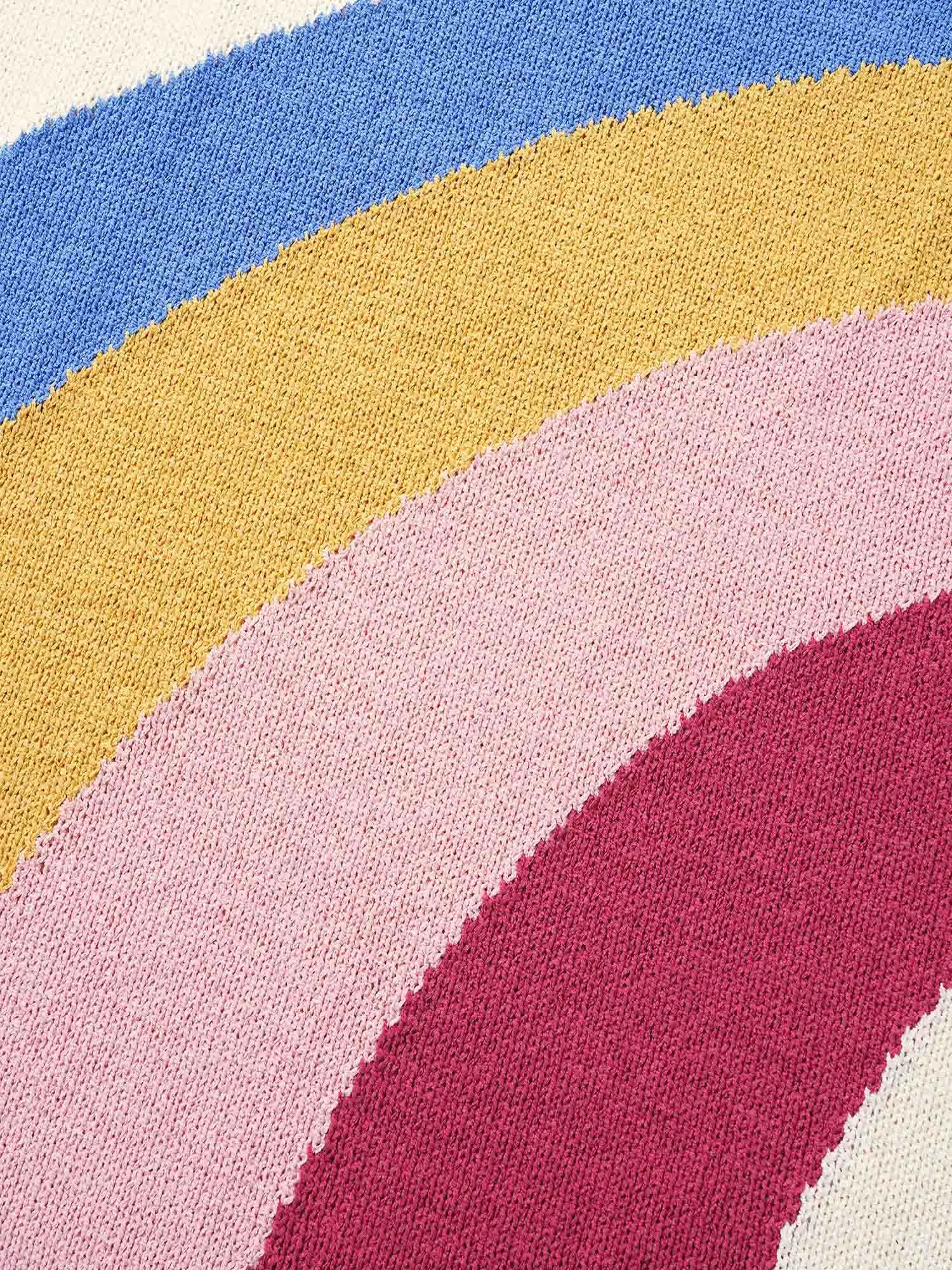 Round Neck Rainbow Contrast Texture Pullover sold by Bloomchic product image thumbnail 5
