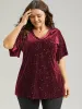Galaxy Glitter Velvet Ruffle Sleeve T-shirt sold by Bloomchic