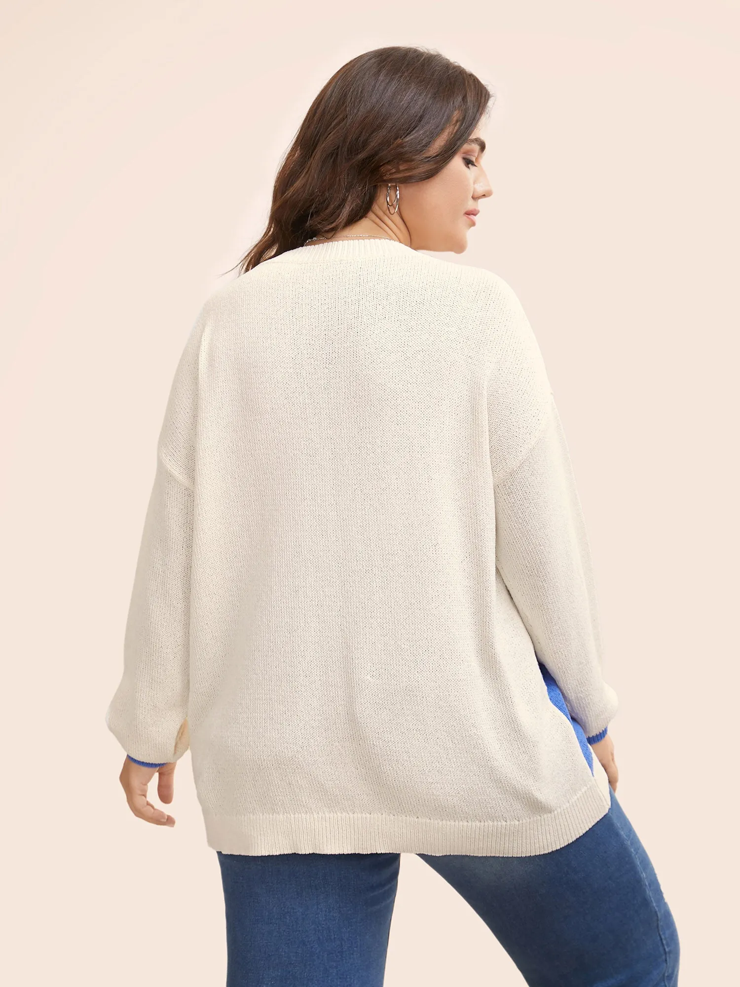 Round Neck Rainbow Contrast Texture Pullover sold by Bloomchic product image thumbnail 3