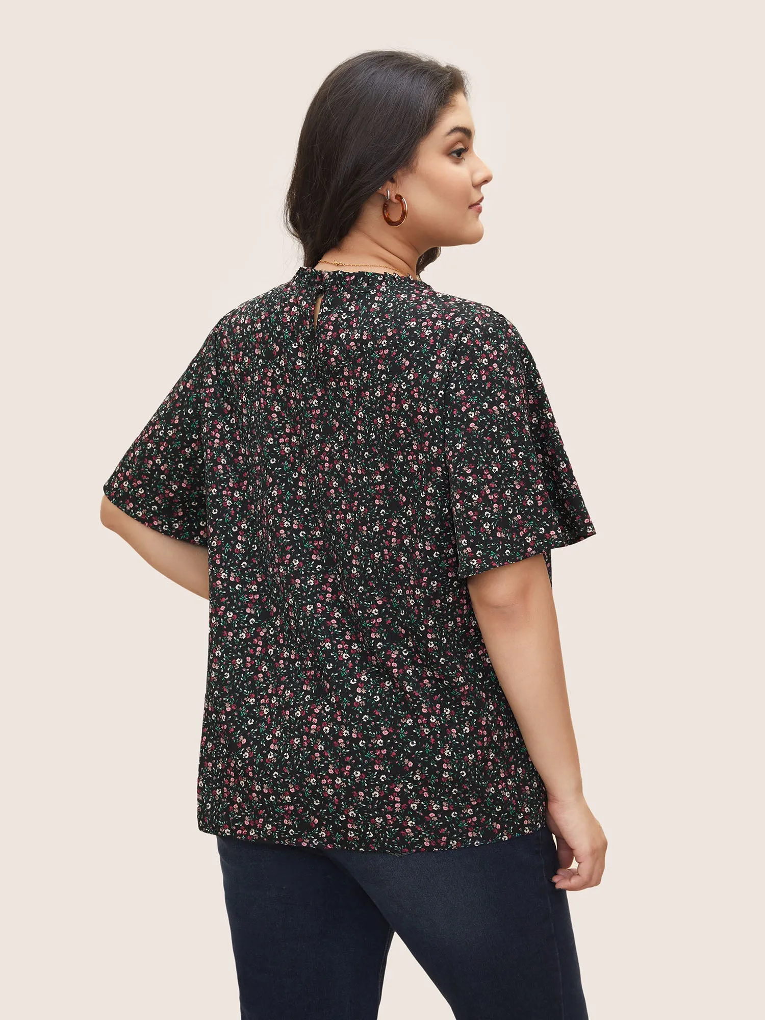 Ditsy Floral Plicated Detail Frill Trim Blouse sold by Bloomchic product image thumbnail 4