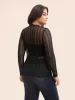Glitter Mesh Mock Neck T-shirt sold by Bloomchic