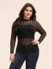 Glitter Mesh Mock Neck T-shirt sold by Bloomchic
