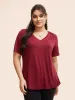 Solid V Neck Gathered T-shirt sold by Bloomchic