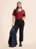 Solid V Neck Gathered T-shirt sold by Bloomchic