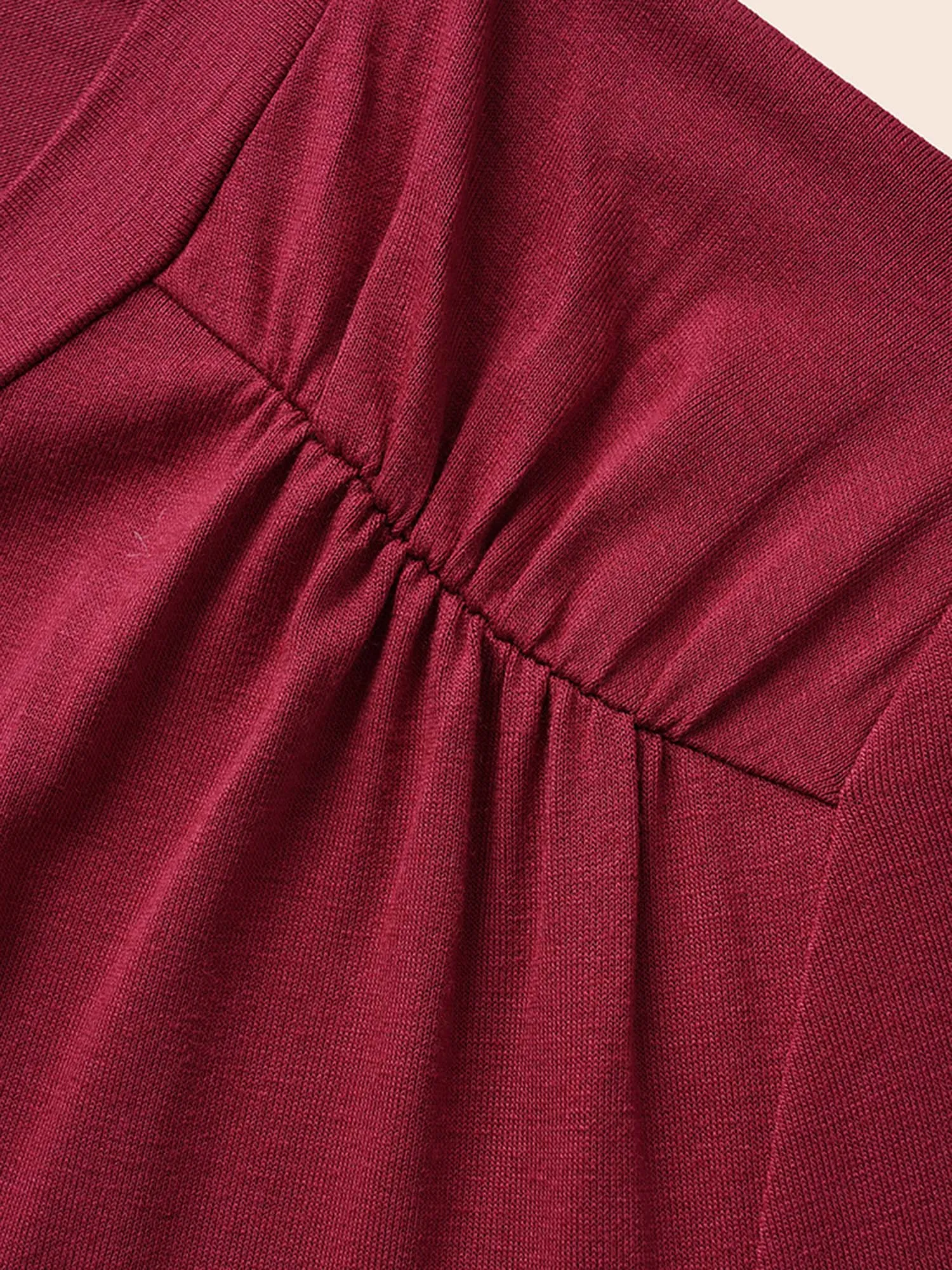 Solid V Neck Gathered T-shirt sold by Bloomchic product image thumbnail 5