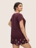 Solid Guipure Lace Gathered Sleep Top sold by Bloomchic