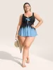 Ombre Bowknot Ruched Mesh Patchwork Swim Top sold by Bloomchic