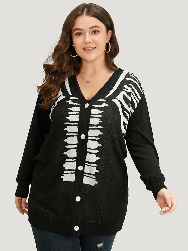 Halloween Skull Print Slightly Stretchy Cardigan sold by Bloomchic product image thumbnail 3