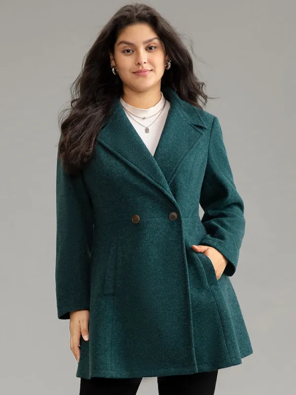 Solid Lapel Collar Button Up Coat sold by Bloomchic