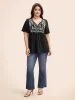 Floral Embroidered Tie Knot T-shirt sold by Bloomchic