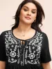 Floral Embroidered Tie Knot T-shirt sold by Bloomchic