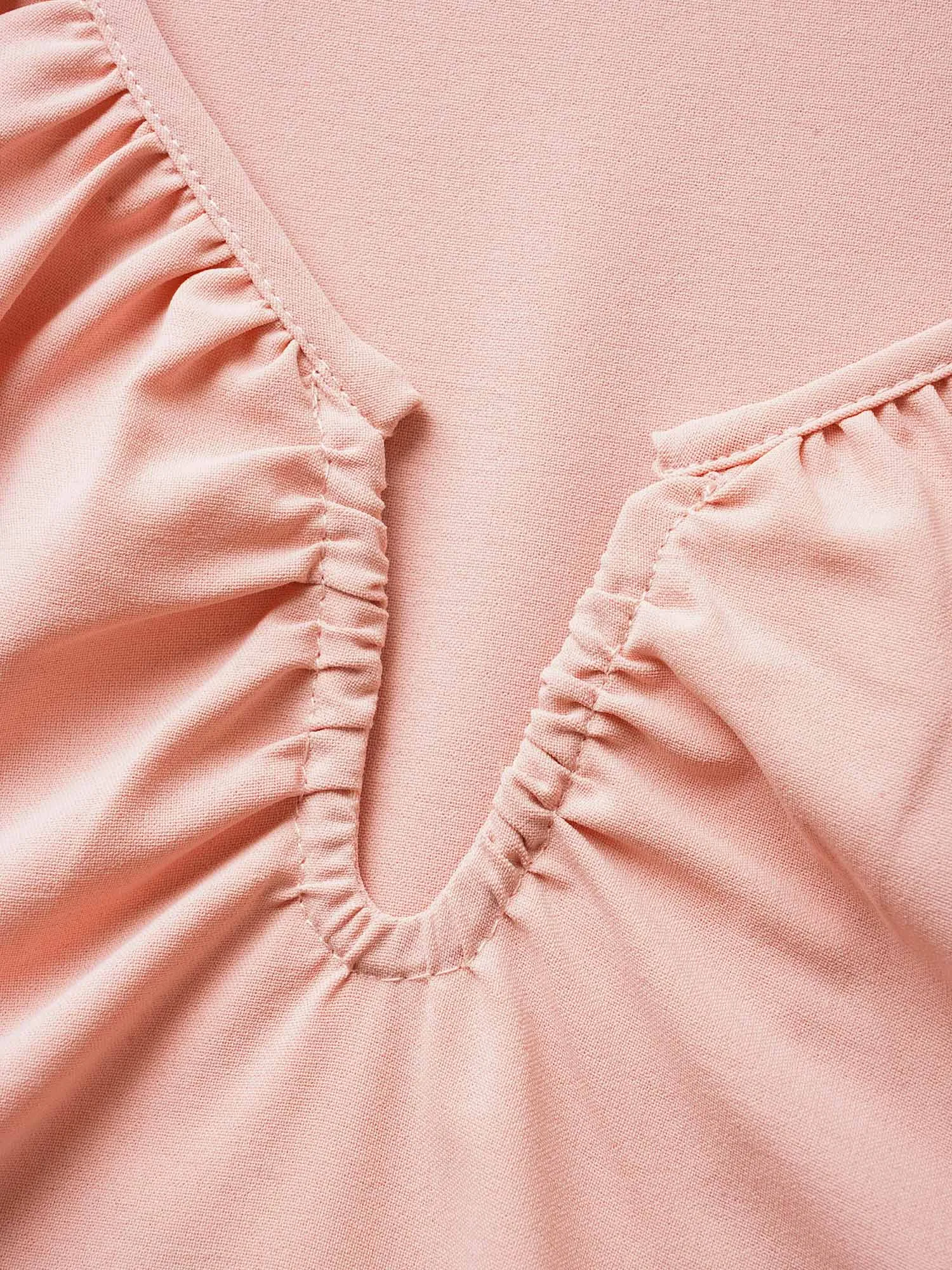 Solid Frill Trim Lantern Sleeve Belted Blouse sold by Bloomchic product image thumbnail 5