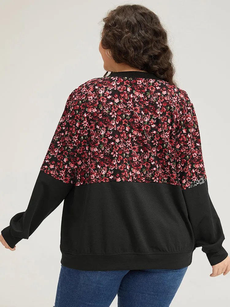 Ditsy Floral Patchwork Zipper Elastic Cuffs Jacket sold by Bloomchic product image thumbnail 2