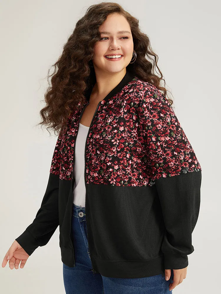 Ditsy Floral Patchwork Zipper Elastic Cuffs Jacket sold by Bloomchic product image thumbnail 3