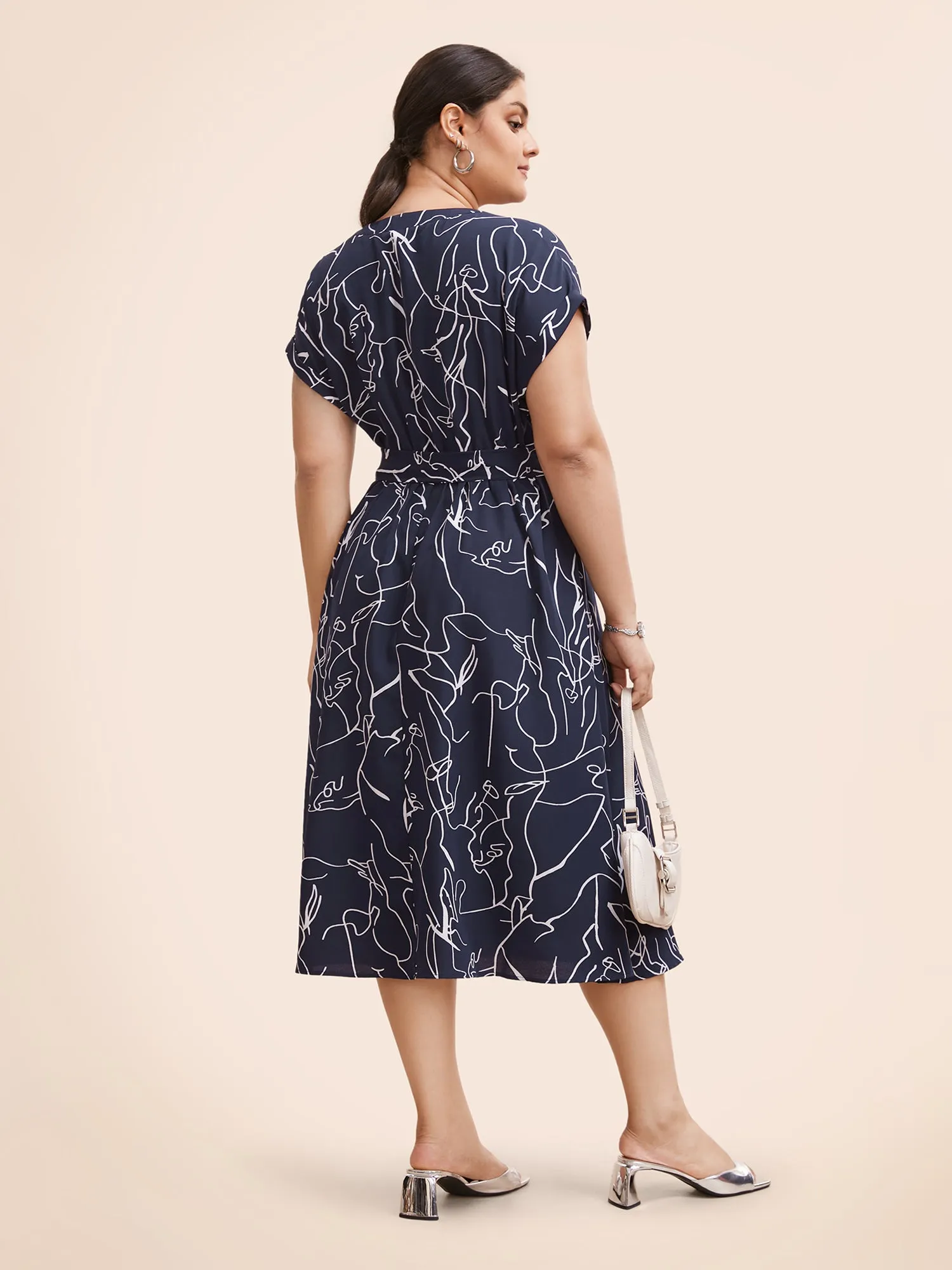 Graffiti Print Notched Dolman Sleeve Dress sold by Bloomchic product image thumbnail 3