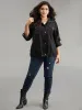 Solid Zipper Detail Button Up Drawstring Jacket sold by Bloomchic