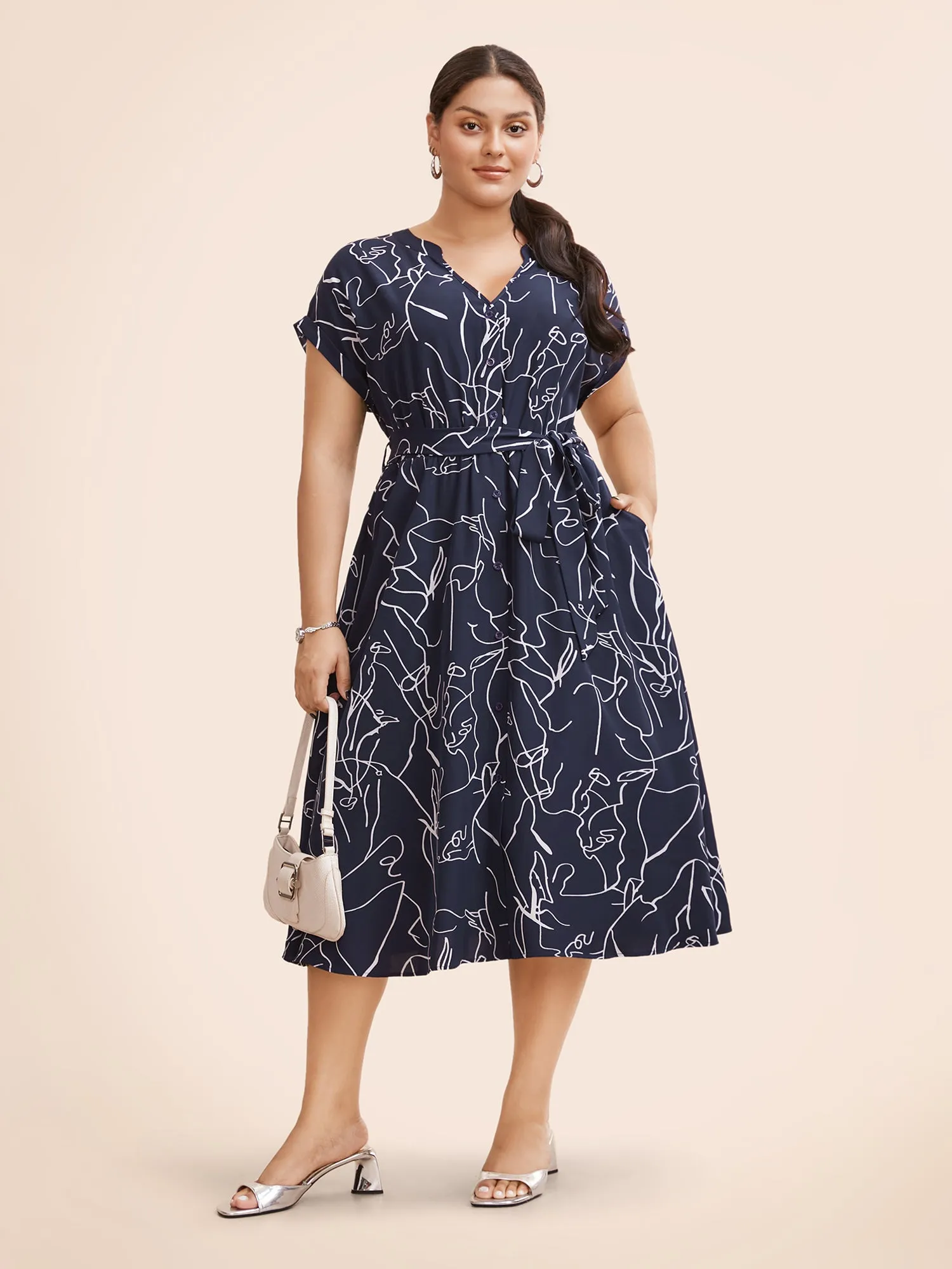 Graffiti Print Notched Dolman Sleeve Dress sold by Bloomchic product image thumbnail 2