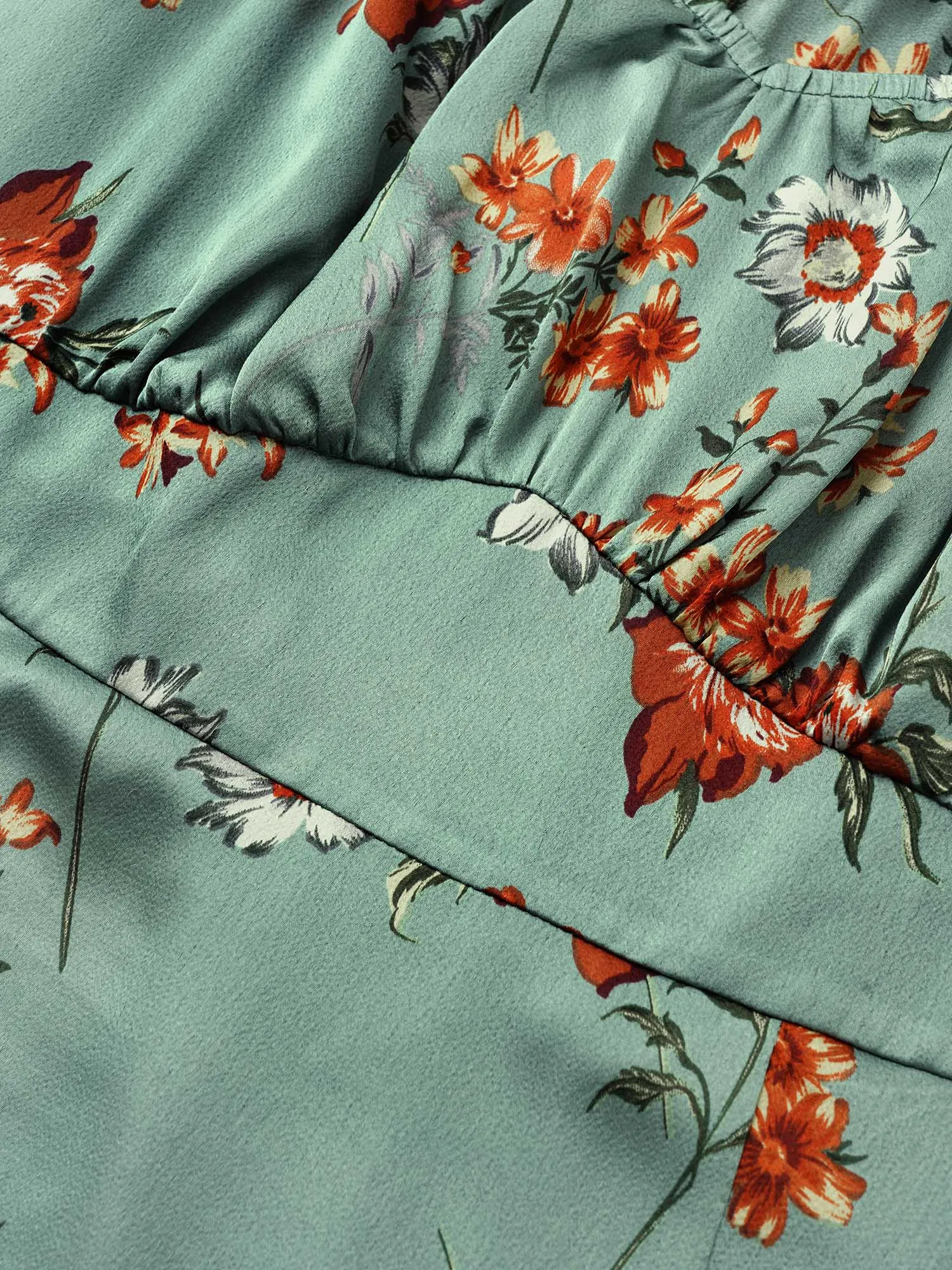 Floral Elastic Waist Gathered Split Front Dress sold by Bloomchic product image thumbnail 5