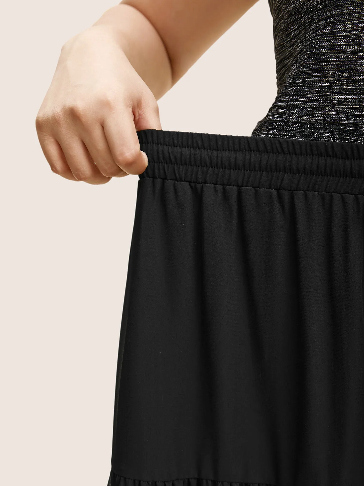 Solid Tie Knot Elastic Waist Mesh Skirt sold by Bloomchic product image thumbnail 4