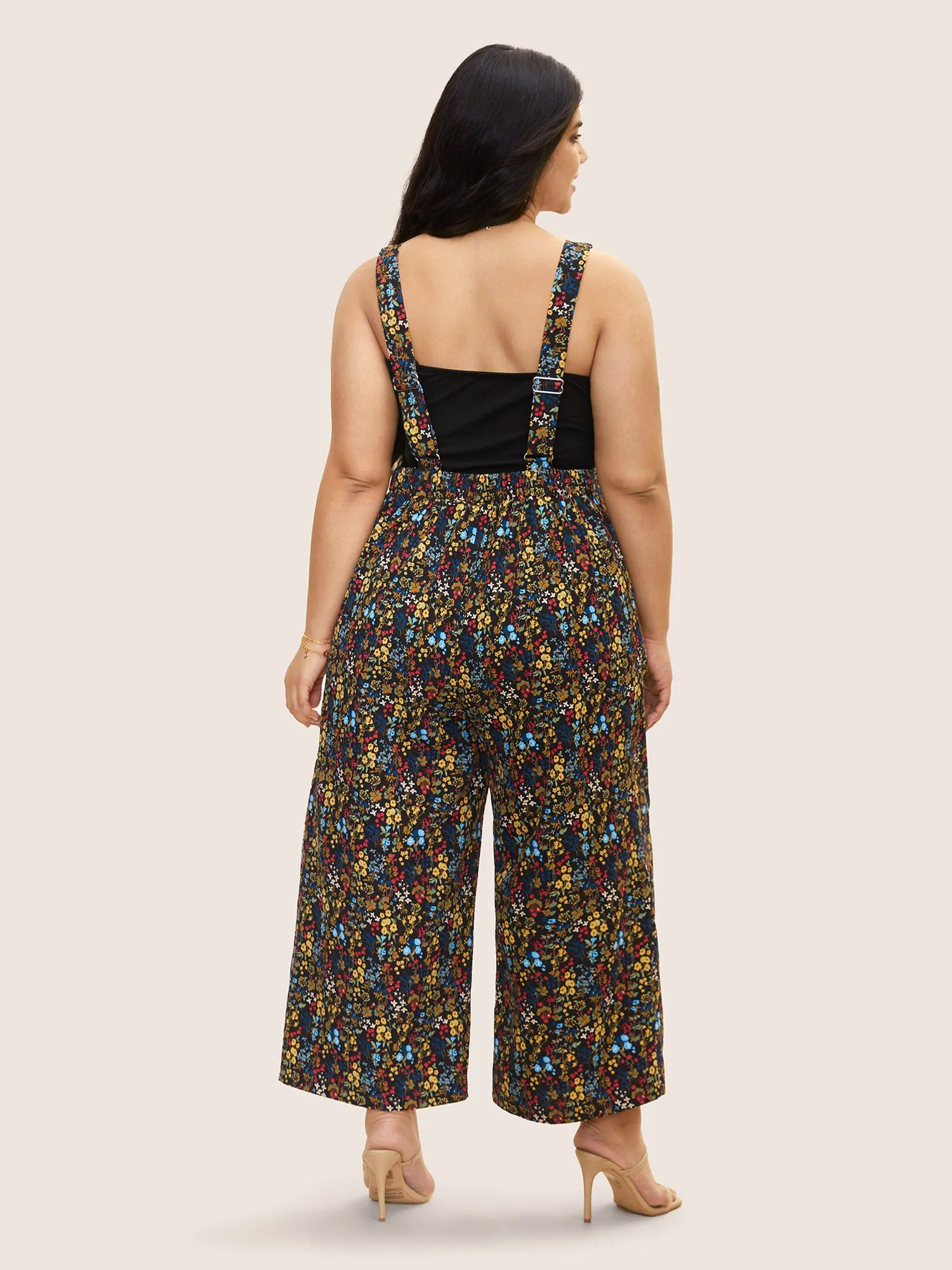 Square Neck Ditsy Floral Elastic Waist Jumpsuit sold by Bloomchic product image thumbnail 4