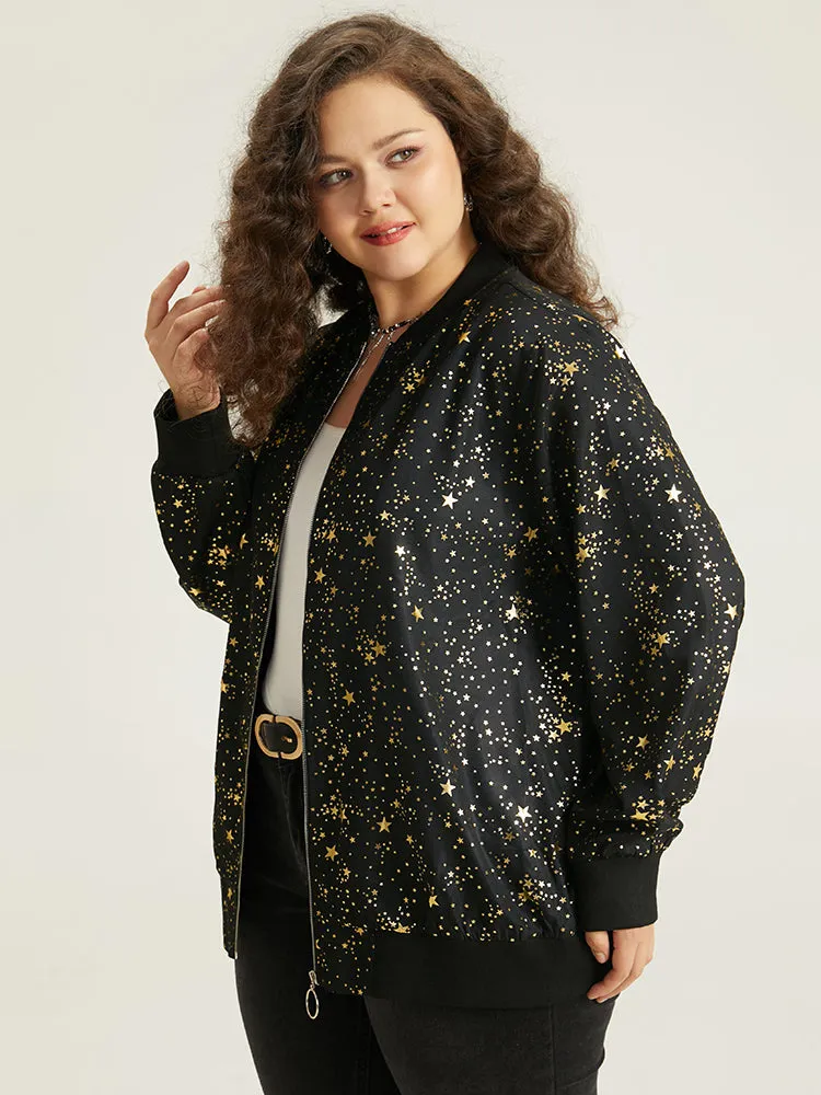 Halloween Glitter Star O Ring Zipper Jacket sold by Bloomchic