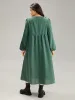 Plain Lace Up Split Hem Lantern Sleeve Dress sold by Bloomchic