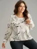 Crew Neck Silhouette Floral Print Basic T-shirt sold by Bloomchic