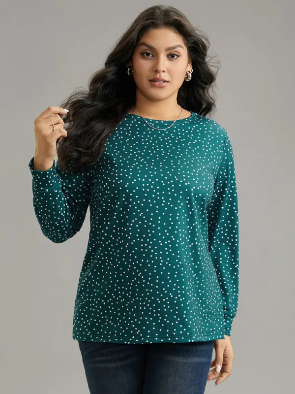 Polka Dot Contrast Basic T-shirt sold by Bloomchic