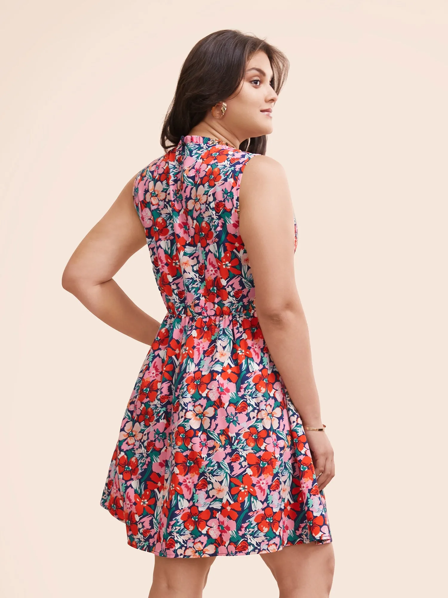 Floral Shirred Frill Trim Tank Dress sold by Bloomchic product image thumbnail 4