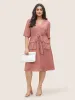 Solid Patched Pocket  Ties Gathered Dress sold by Bloomchic