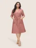 Solid Patched Pocket  Ties Gathered Dress sold by Bloomchic