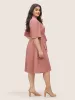 Solid Patched Pocket  Ties Gathered Dress sold by Bloomchic