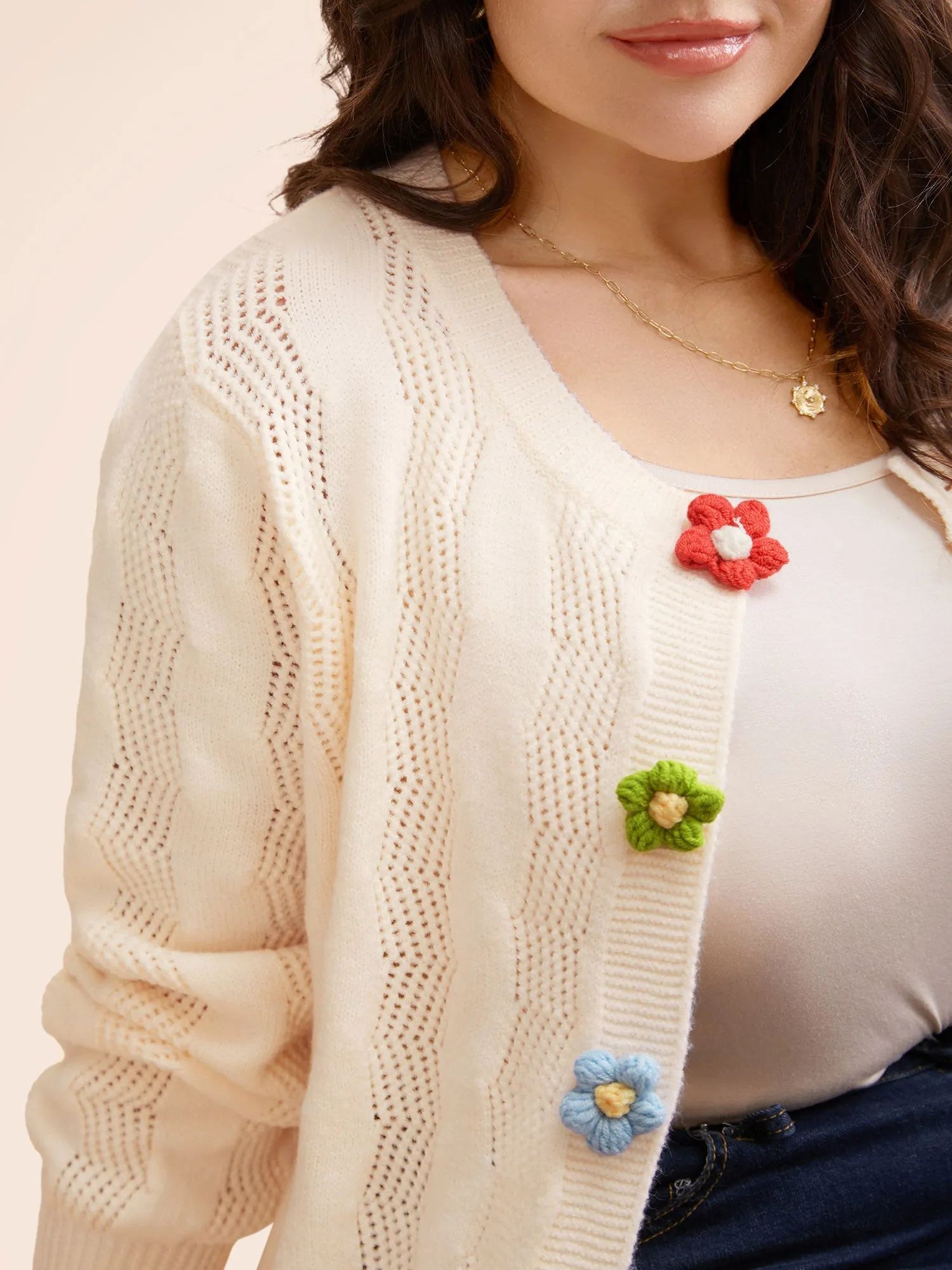 Supersoft Essentials Stereo Flower Design Textured Cardigan sold by Bloomchic product image thumbnail 4