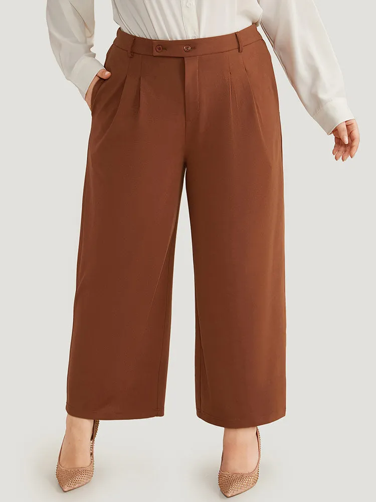 Solid Pocket Plicated Detail Pants sold by Bloomchic