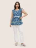 Ditsy Floral Drawstring Lace Patchwork Tank Top sold by Bloomchic