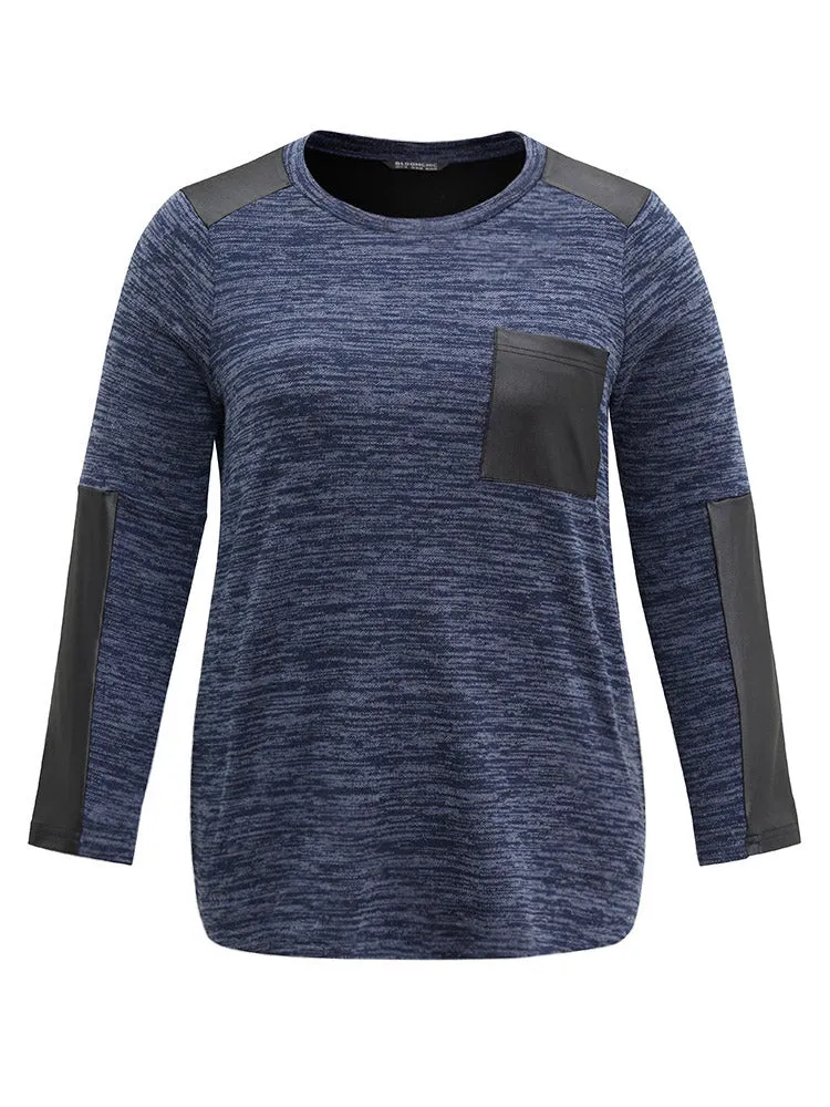 Patchwork Heather Contrast Patched Pocket T-shirt sold by Bloomchic product image thumbnail 5