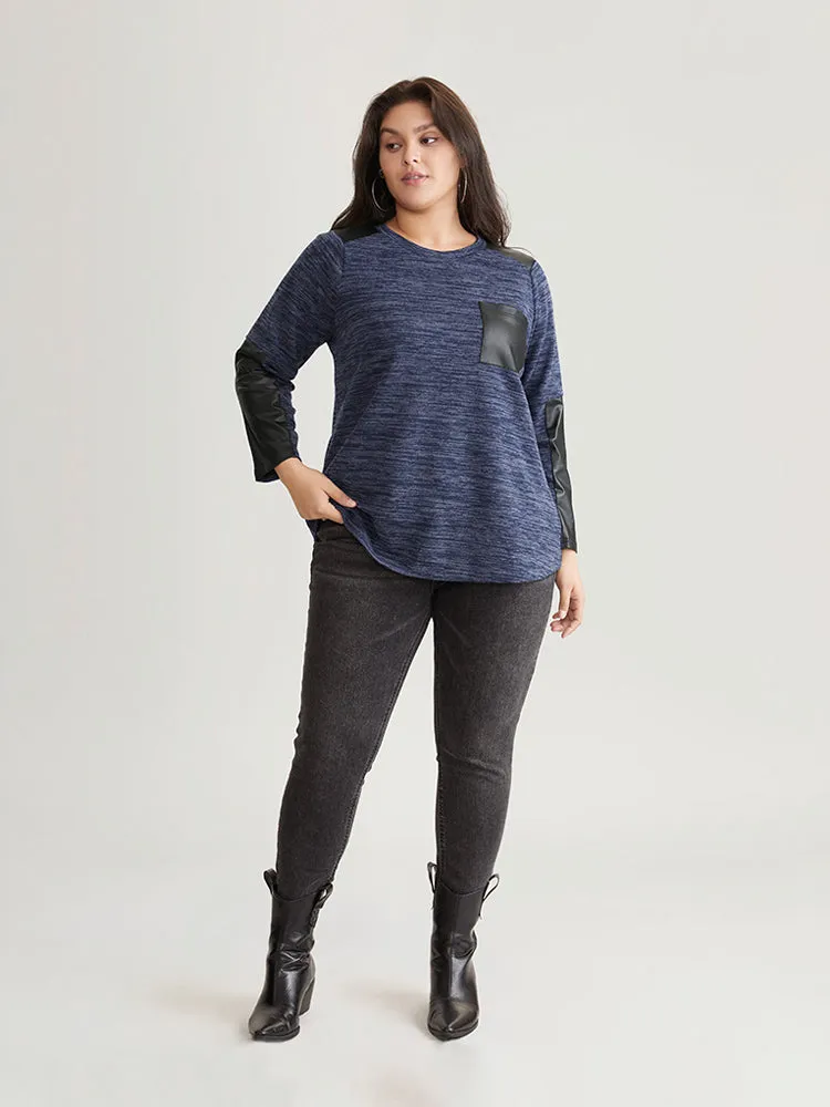 Patchwork Heather Contrast Patched Pocket T-shirt sold by Bloomchic product image thumbnail 3