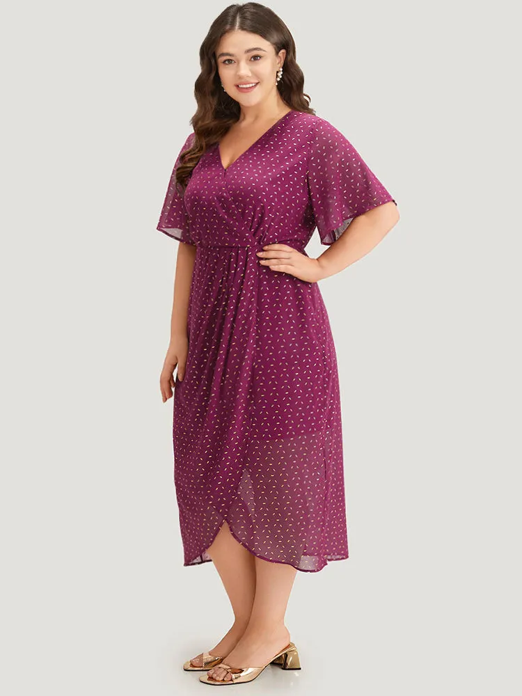 Glitter Geo Graphic Pocket Wrap Hem Dress sold by Bloomchic product image thumbnail 3