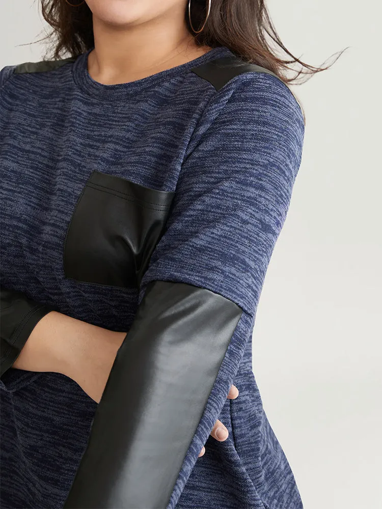 Patchwork Heather Contrast Patched Pocket T-shirt sold by Bloomchic product image thumbnail 4