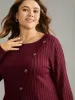 Texture Contrast Button Detail Jacquard T-shirt sold by Bloomchic