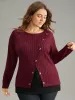 Texture Contrast Button Detail Jacquard T-shirt sold by Bloomchic